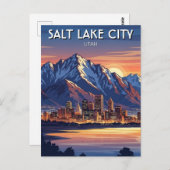 Salt Lake City Skyline Utah Briefkaart (Voorkant / Achterkant)