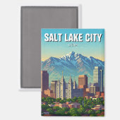 Salt Lake City Skyline Utah Magneet (Voorkant / Achterkant)