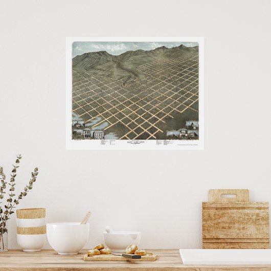 Salt Lake City, UT Panoramic Map - 1870 Poster (Keuken)