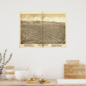 Salt Lake City Utah 1875 Antiek Panoramische Kaart Poster (Keuken)