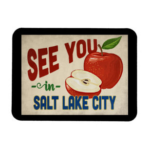 Salt Lake City Utah Apple - Vintage Travel Magneet