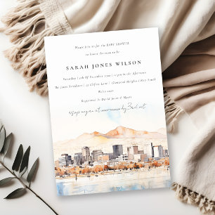 Salt Lake City Utah Aquarel Landschap Baby Shower Kaart