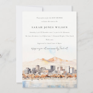 Salt Lake City Utah Aquarel Landschap Baby Shower Kaart