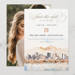 Salt Lake City Utah Aquarel Landschap Trouwfoto Save The Date