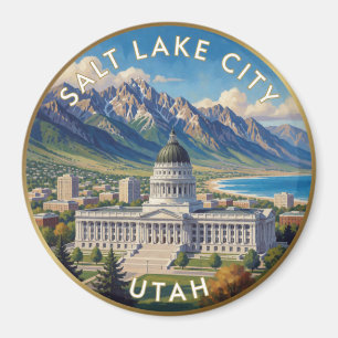 Salt Lake City Utah Berg Reizen Kunst Magneet