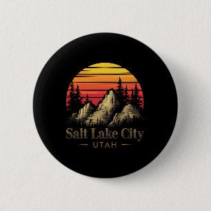 Salt Lake City Utah Berg Wandelen Souvenir Cadeau Ronde Button 5,7 Cm