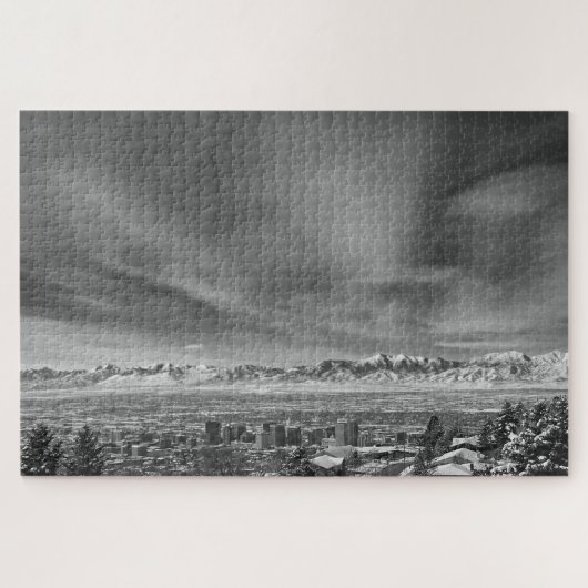 Salt Lake City, Utah Black en White - 20x30 inch Legpuzzel (Horizontaal)