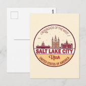 Salt Lake City Utah City Skyline Emblem Briefkaart (Voorkant / Achterkant)