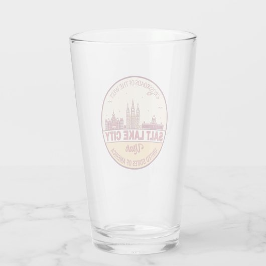 Salt Lake City Utah City Skyline Emblem Glas (Achterkant)