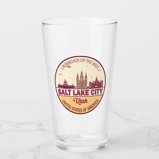 Salt Lake City Utah City Skyline Emblem Glas (Voorkant)