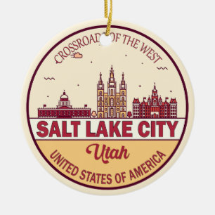 Salt Lake City Utah City Skyline Emblem Keramisch Ornament