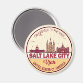 Salt Lake City Utah City Skyline Emblem Magneet (Voorkant / Achterkant)