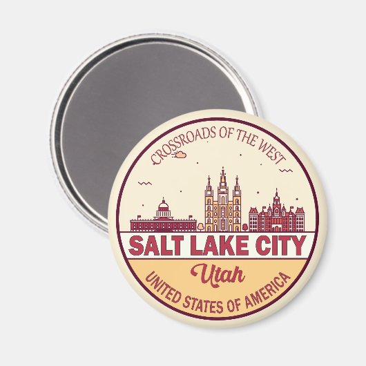 Salt Lake City Utah City Skyline Emblem Magneet (Voorkant / Achterkant)
