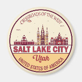 Salt Lake City Utah City Skyline Emblem Magneet (Voorkant)