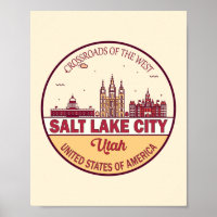 Salt Lake City Utah City Skyline Emblem