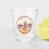 Salt Lake City Utah City Skyline Emblem Shot Glas (Voorkant)