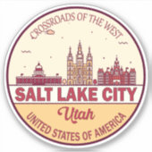 Salt Lake City Utah City Skyline Emblem Sticker (Voorkant)