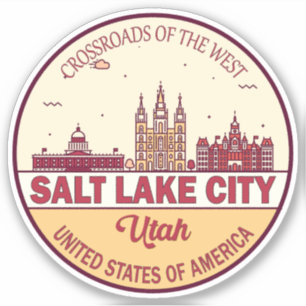 Salt Lake City Utah City Skyline Emblem Sticker