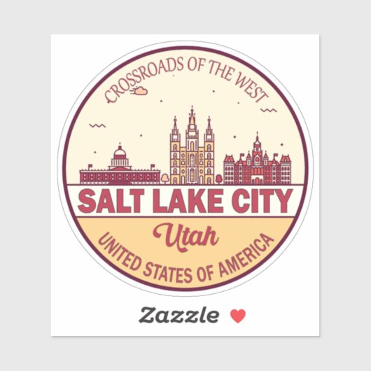 Salt Lake City Utah City Skyline Emblem Sticker (Vel)