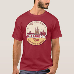 Salt Lake City Utah City Skyline Emblem T-shirt