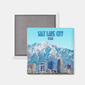 Salt Lake City Utah Downtown Vintage Magneet (Voorkant / Achterkant)