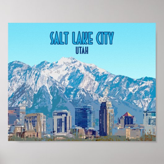 Salt Lake City Utah Downtown Vintage Poster (Voorkant)