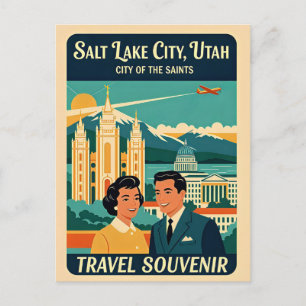 Salt Lake City Utah – Jaren 50 Retro Reizen Briefkaart