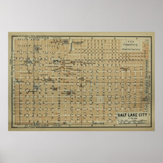 Salt Lake City Utah Map (1904) Poster (Voorkant)