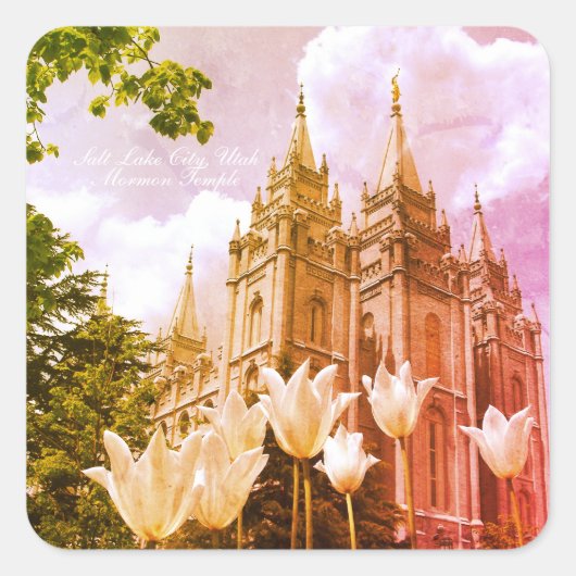 Salt Lake City, Utah Mormon Temple Art Vierkante Sticker (Voorkant)