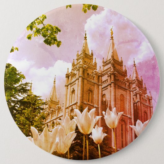 Salt Lake City, Utah Mormon Temple Ronde Button 6,0 Cm (Voorkant)