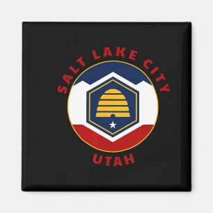Salt Lake City Utah Nieuwe Ut Vlag Bijenkorf Vakan Magneet