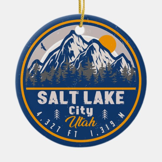 Salt Lake City Utah Retro Sunset Souvenirs 60s Keramisch Ornament (Voorkant)