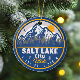 Salt Lake City Utah Retro Sunset Souvenirs 60s Keramisch Ornament