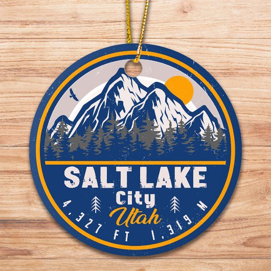 Salt Lake City Utah Retro Sunset Souvenirs 60s Keramisch Ornament