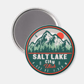 Salt Lake City Utah Retro Sunset Souvenirs 60s Magneet (Voorkant / Achterkant)