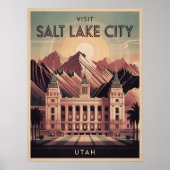 Salt Lake City Utah Retro Travel Poster (Voorkant)