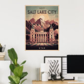 Salt Lake City Utah Retro Travel Poster (Thuiskantoor)
