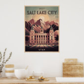 Salt Lake City Utah Retro Travel Poster (Keuken)