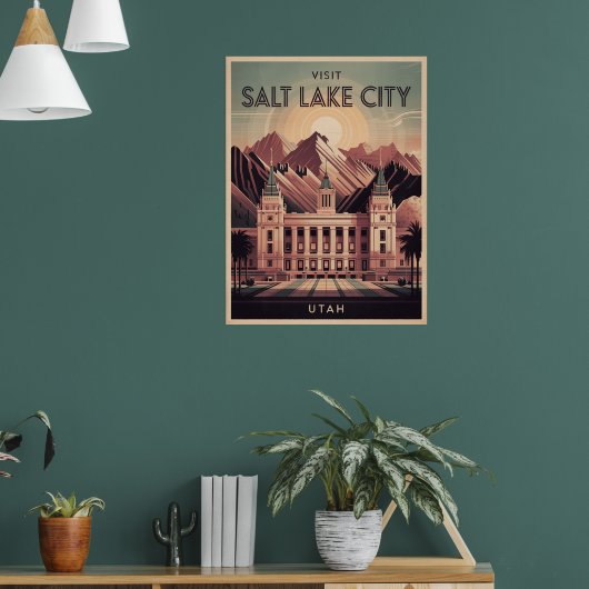 Salt Lake City Utah Retro Travel Poster (Woonkamer 1)