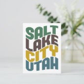 Salt Lake City Utah Retro Wave Briefkaart (Staand voorkant)