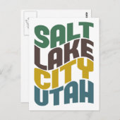 Salt Lake City Utah Retro Wave Briefkaart (Voorkant / Achterkant)