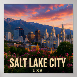 Salt Lake City Utah Schitterend Dal Reizen Poster