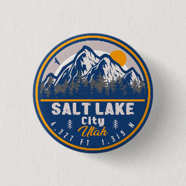 Salt Lake City Utah Ski Souvenir Retro Vintage 80s Ronde Button 3,2 Cm
