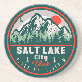 Salt Lake City Utah Ski Souvenir Retro Vintage 80s Zandsteen Onderzetter