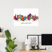 Salt Lake City Utah Skyline Poster (Thuiskantoor)