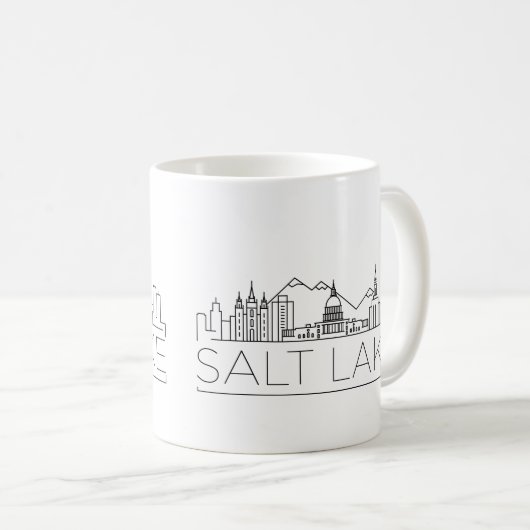 Salt Lake City, Utah Stylized Skyline Coffee Mok (Voorkant rechts)