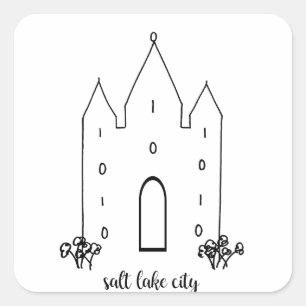 salt lake city utah tempel eenvoudig modern vierkante sticker