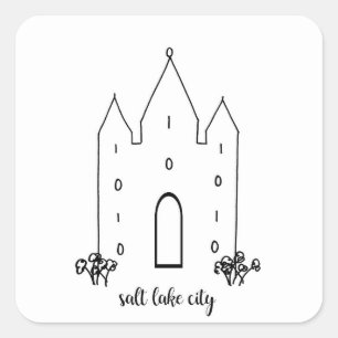 salt lake city utah tempel eenvoudig modern vierkante sticker