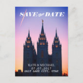 Salt Lake City, Utah Temple Bruiloft Save the Date Aankondigingskaart (Voorkant)