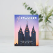 Salt Lake City, Utah Temple Bruiloft Save the Date Aankondigingskaart (Staand voorkant)